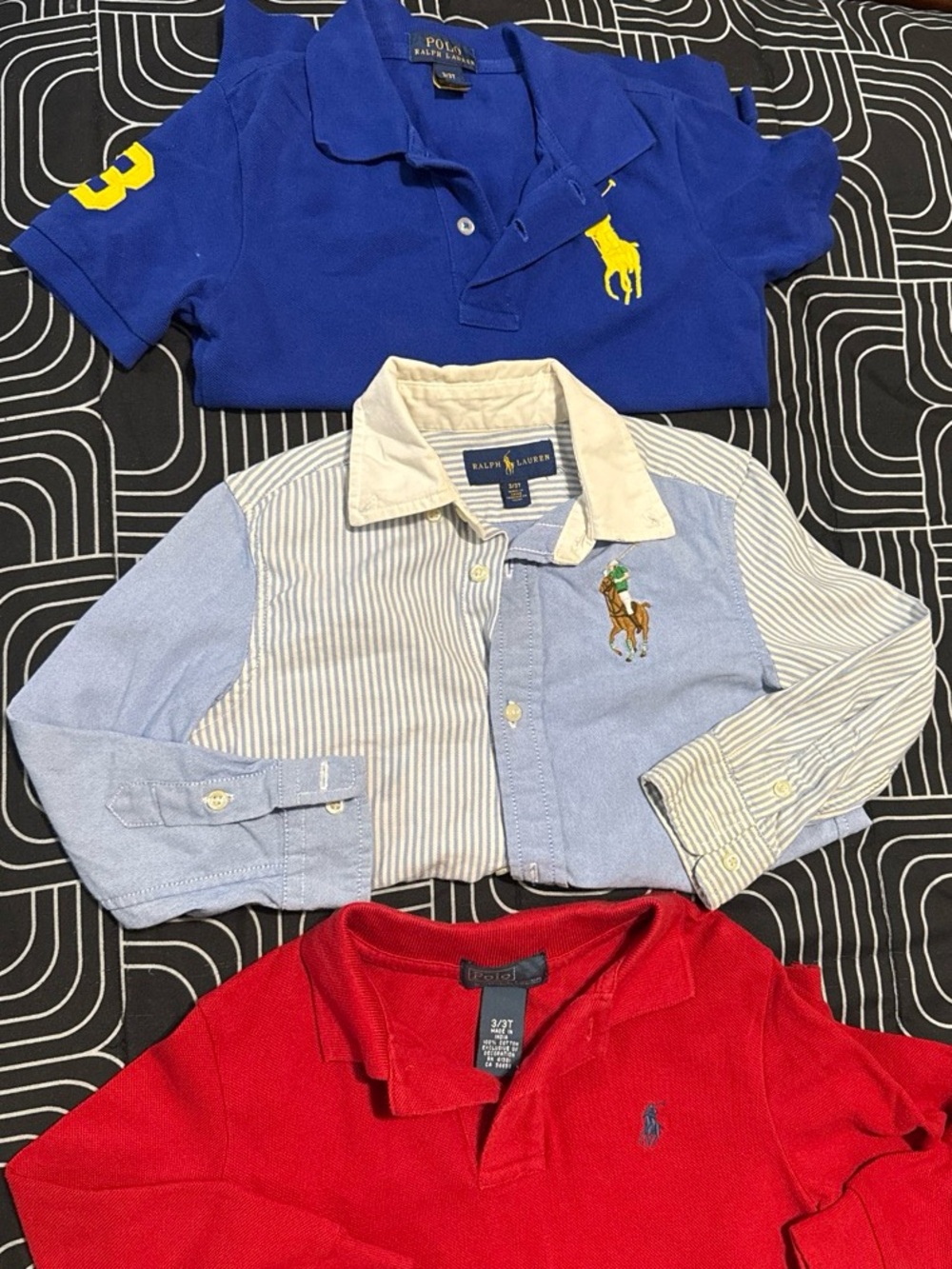 Ralph Lauren Kids Blue & Red Polo Shirt BUNDLE SET 3 Total
